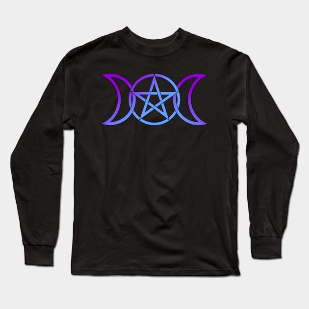 Triple Moon Goddess light purple to blue Long Sleeve T-Shirt by RavenWake